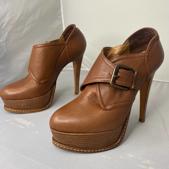 Giampaolo Viozzi Brown Leather Platform Bootie 38 - Picture 3 of 8